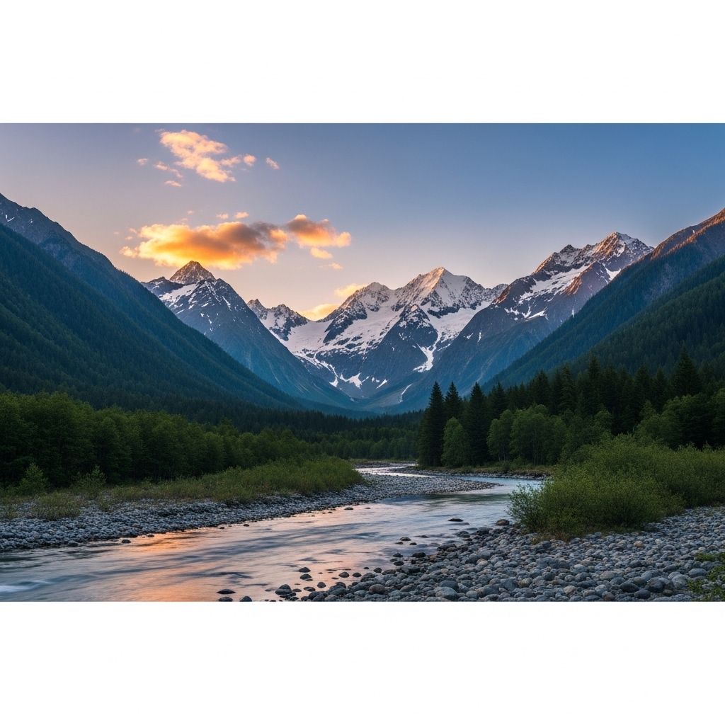 Vue panoramique d'un sentier de randonnée sinueux traversant une forêt de pins en automne, lumière dorée tamisée à travers le feuillage, atmosphère de sérénité et de mouvement dans la nature